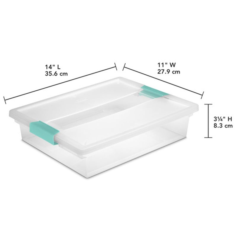 Sterilite Clip Box, Stackable Small Storage Bin with Latching Lid, Plastic Container to Organize Office, Crafts, Clear Base and Lid, Large, 1-Pack - Image 2